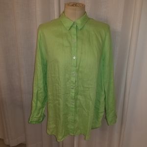 J. Jill Linen Lime Green Top